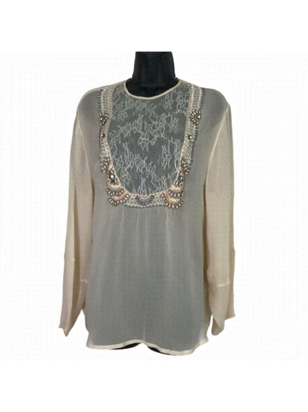 Elizabetta Franchi Sheer With  Lace And Jewels Size 42